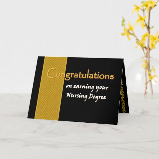名前をカスタムする祝い – 看護学位 カード (黄色い花)