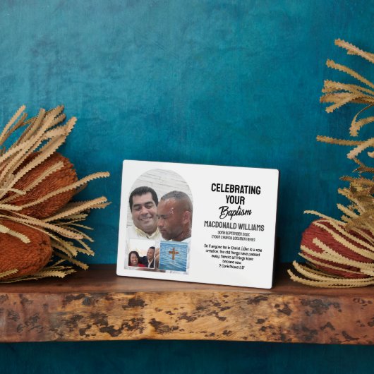 名前をカスタムする祝写真の洗礼 フォトプラーク (側面)