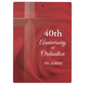 名前をカスタムする祭司記念日コーディネーションレッドローズ クリップボード (裏面)