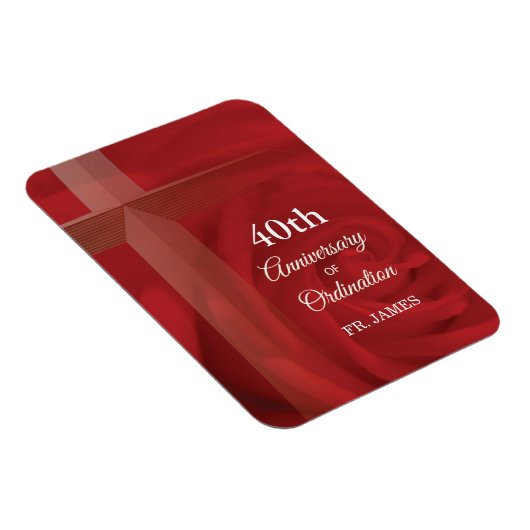 名前をカスタムする祭司記念日コーディネーションレッドローズ マグネット (右側)