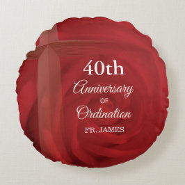 名前をカスタムする祭司記念日コーディネーションレッドローズ ラウンドクッション
