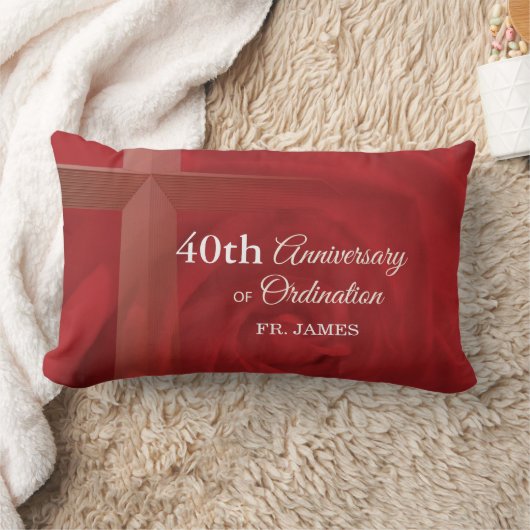 名前をカスタムする祭司記念日コーディネーションレッドローズ ランバークッション (ブランケット)