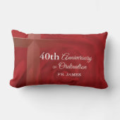 名前をカスタムする祭司記念日コーディネーションレッドローズ ランバークッション (正面)