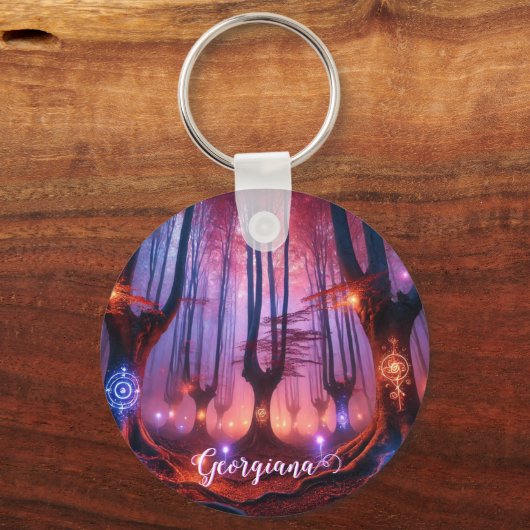 名前をカスタムする秋に魅入った白美の森 キーホルダー (正面)