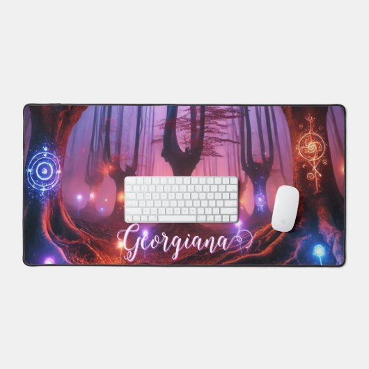 名前をカスタムする秋に魅入った白美の森 デスクマット (キーボード&マウス)