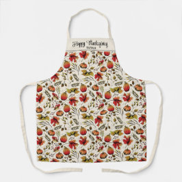 名前をカスタムする秋のカボチャ、どんぐりと秋の葉 エプロン