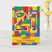 名前をカスタムする積み重ねブロック21日 カード (黄色い花)