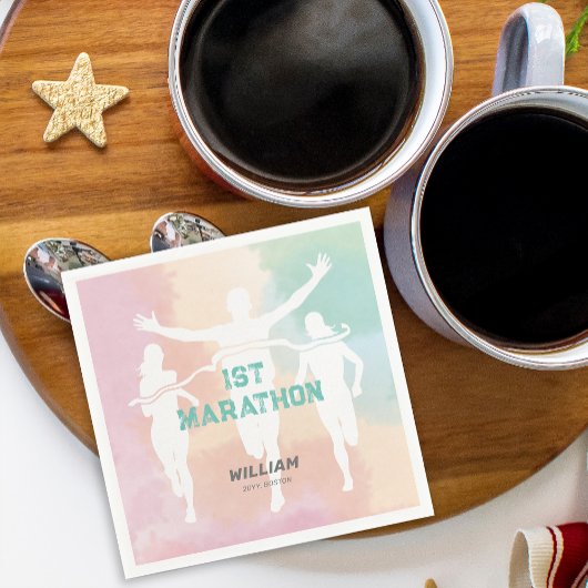 名前をカスタムする第1マラソンお祝いパーティー スタンダードカクテルナプキン