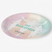 名前をカスタムする第1マラソンお祝いパーティー ペーパープレート (アングル)