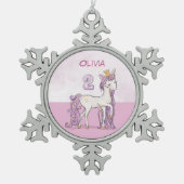 名前をカスタムする第2期ピンクの王冠 スノーフレークピューターオーナメント (正面)