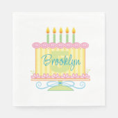 名前をカスタムする第5お誕生日ケーキ スタンダードランチョンナプキン (正面)