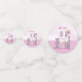 名前をカスタムする第5誕生日ピンクホース付きクラウン コンフェッティ (裏面)