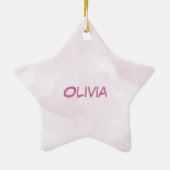 名前をカスタムする第5誕生日ピンクホース付きクラウン セラミックオーナメント (裏面)