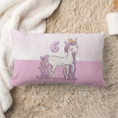 名前をカスタムする第6誕生日ピンクホース付きクラウン ランバークッション (ブランケット)