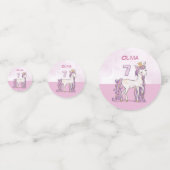 名前をカスタムする第7誕生日ピンクホースとクラウン コンフェッティ (正面)