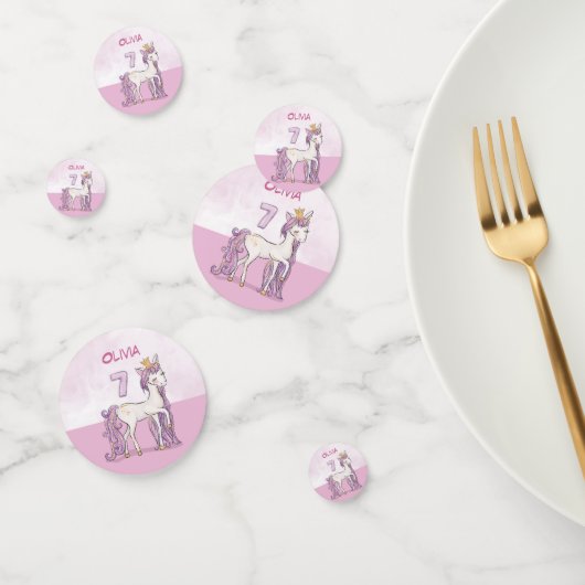 名前をカスタムする第7誕生日ピンクホースとクラウン コンフェッティ (グループ)