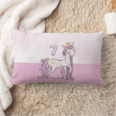 名前をカスタムする第7誕生日ピンクホースとクラウン ランバークッション (ブランケット)