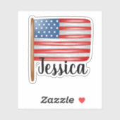 名前をカスタムする米国国旗 シール (シート)