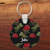 名前をカスタムする紅色のバラ キーホルダー (正面)