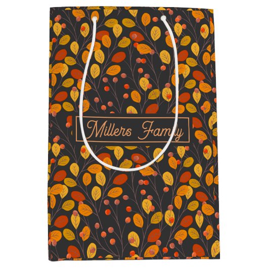 名前をカスタムする紅葉 ミディアムペーパーバッグ (正面)