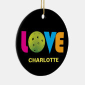 名前をカスタムする素晴らし付きピックボール大好き セラミックオーナメント (右)