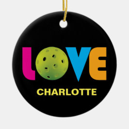 名前をカスタムする素晴らし付きピックボール大好き セラミックオーナメント