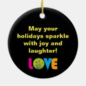 名前をカスタムする素晴らし付きピックボール大好き セラミックオーナメント (裏面)