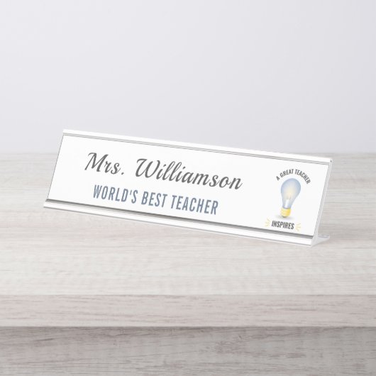 名前をカスタムする素晴らしAインスパイア先生電球 デスクネームプレート (正面)