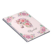 名前をカスタムする素朴水彩フローラユニコーンガールズ ノートブック (右側)