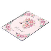 名前をカスタムする素朴水彩フローラユニコーンガールズ ノートブック (左側)