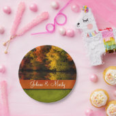 名前をカスタムする素朴結婚秋シーンパーソナライズされた ペーパープレート (パーティー)