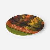 名前をカスタムする素朴結婚秋シーンパーソナライズされた ペーパープレート (アングル)