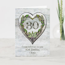 名前をカスタムする素朴30th Birthday Card