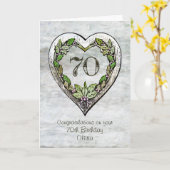 名前をカスタムする素朴70番目の誕生日カード カード (黄色い花)