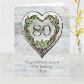 名前をカスタムする素朴80番目の誕生日カード カード (黄色い花)