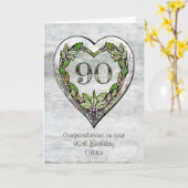 名前をカスタムする素朴90番目の誕生日カード カード (黄色い花)