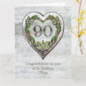 名前をカスタムする素朴90番目の誕生日カード カード (黄色い花)