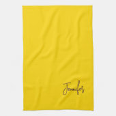 名前をカスタムする紫文字黄 キッチンタオル (縦)