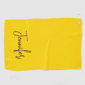 名前をカスタムする紫文字黄 ゴルフタオル (横)