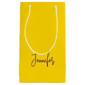 名前をカスタムする紫文字黄 スモールペーパーバッグ (正面)