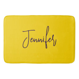 名前をカスタムする紫文字黄 バスマット