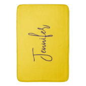 名前をカスタムする紫文字黄 バスマット (正面縦)