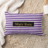 名前をカスタムする紫/白ストライプ色 ランバークッション (ブランケット)