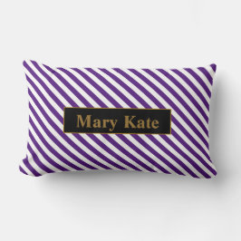 名前をカスタムする紫/白ストライプ色 ランバークッション