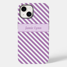 名前をカスタムする紫/白ストライプ色 Case-Mate iPhone 14ケース