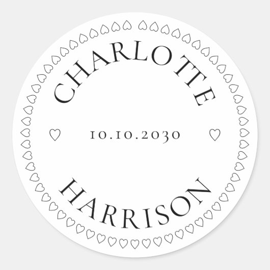 名前をカスタムする結婚のギフトメッセージカードシール ラウンドシール (正面)