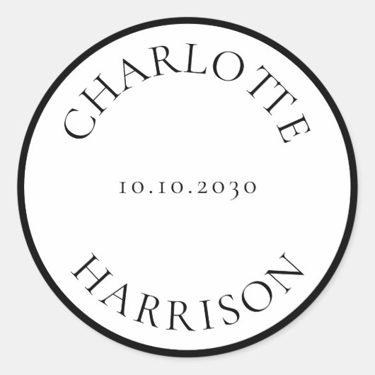 名前をカスタムする結婚のギフトメッセージカードシール ラウンドシール (正面)
