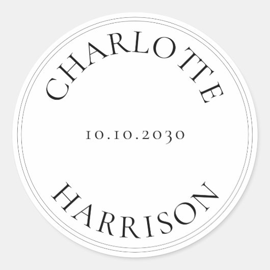 名前をカスタムする結婚のギフトメッセージカードシール ラウンドシール (正面)