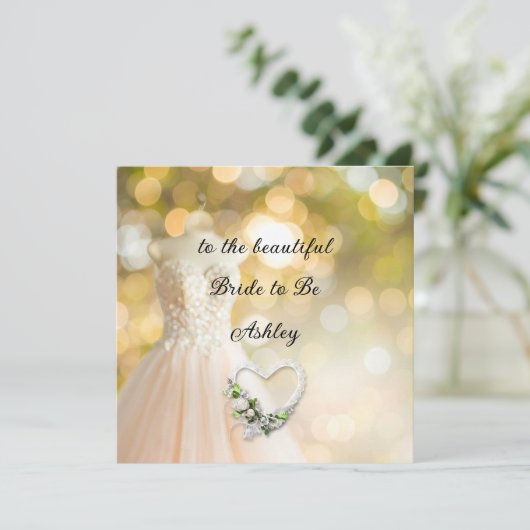 名前をカスタムする結婚のドレス花嫁へカード カード (スタンド正面)