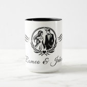 名前をカスタムする結婚のラブサインコンボマグギフト マグカップ (中央)